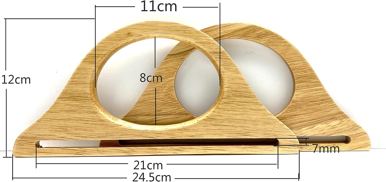 Natural, 9 3/4 inch/25cm Wooden Purse Handles, Purse Handles Handbag Handle for Bag Making, Purse Making, Handle Replacement, a Pair (2 Pieces) per lot, M18