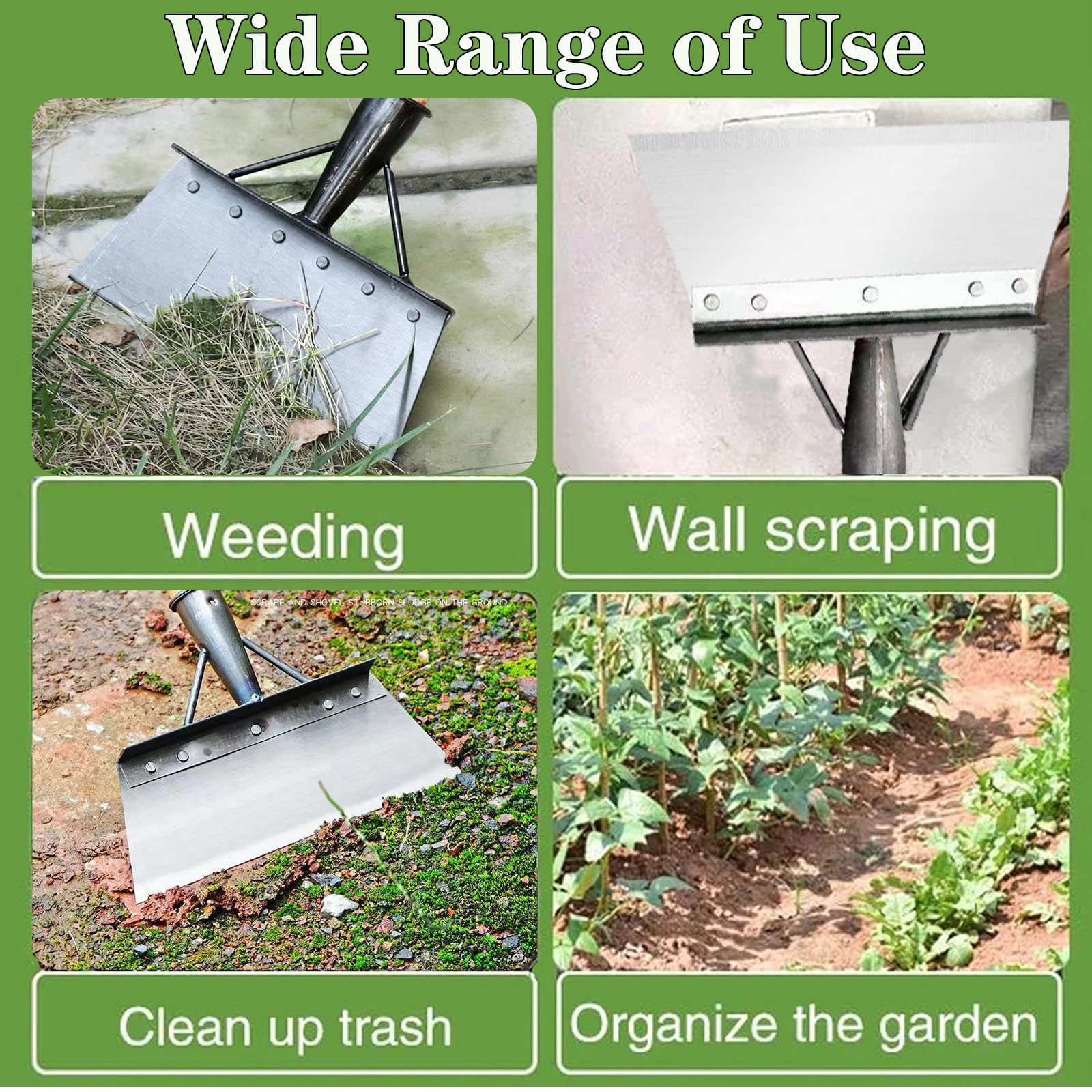 Pala di Pulizia Multifunzionale,Pala da Giardino Pala per la Pulizia Diserbo Pala Piatta in Acciaio,Strumento per Piantare Diserbo all'aperto,Pala per Diserbo,Adatta per Diserbo, Giardino(23CM)