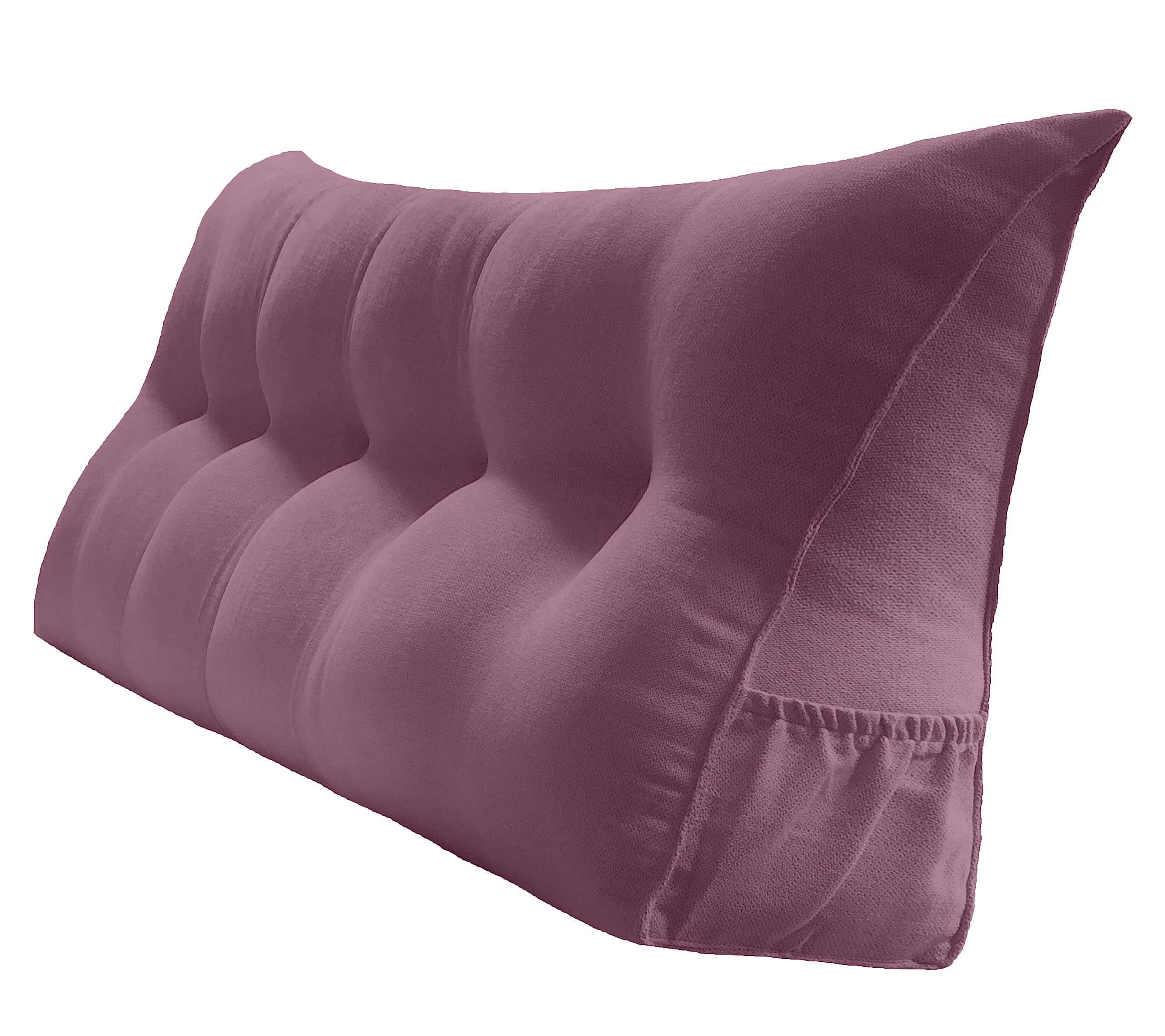 Peachwell Triangular Reading Bed Rest Pillow Large Bolster Cushion Headboard Backrest Wedge Pillow with Removable Cover and Two Large Side Pockets (