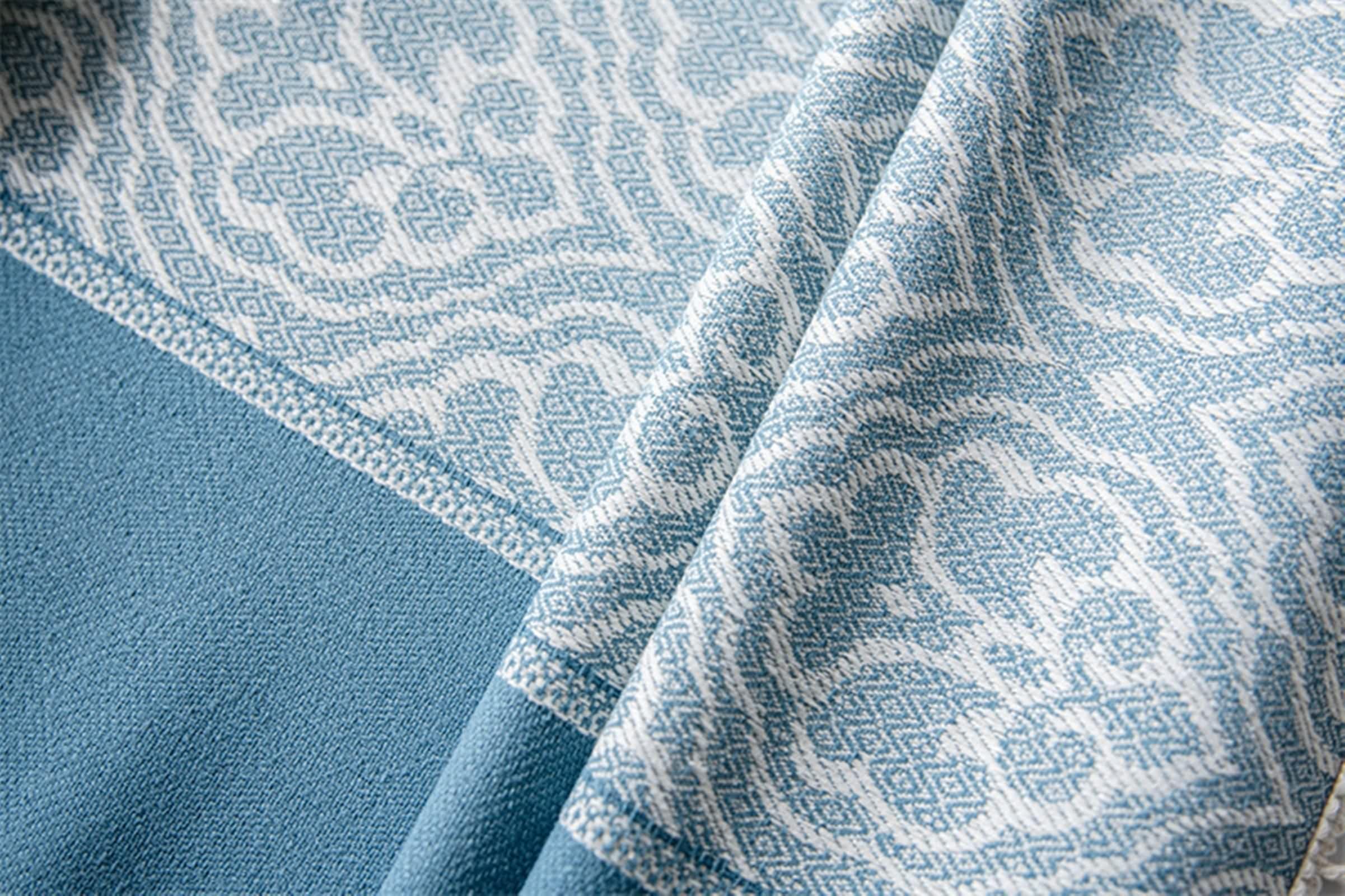 Tovaglia Blu per Feste, Tovaglia Poliestere Jacquard Floreale Copri Tavolo 90X90CM per Soggiorno Cucina