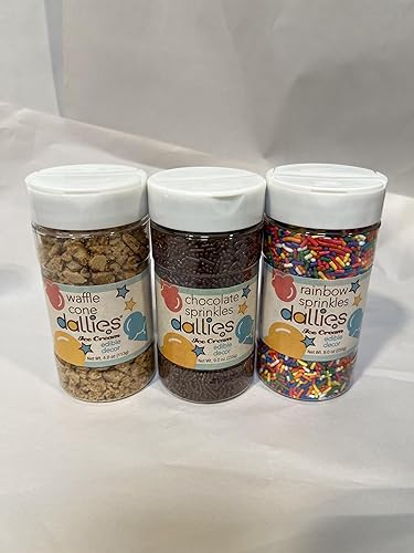 Dallies Sprinkles - Decoración comestible de arcoíris, chocolate, cono de gofre, paquetes surtidos para cupcakes, pasteles, helados, coberturas