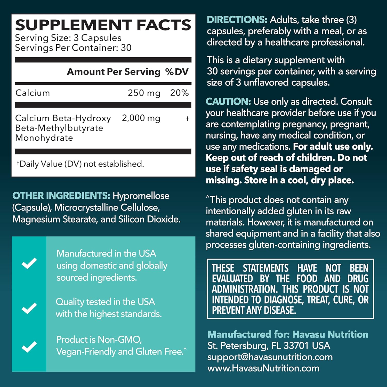 HMB Capsules 2000mg - HMB Supplements for Men and Women - Calcium B-Hydroxy B-Methylbutyrate Monohydrate - 90 Capsules - Supports Muscle Protein Synthesis - Vegan, Non-GMO, Gluten Free - 30 Servings - Image 2