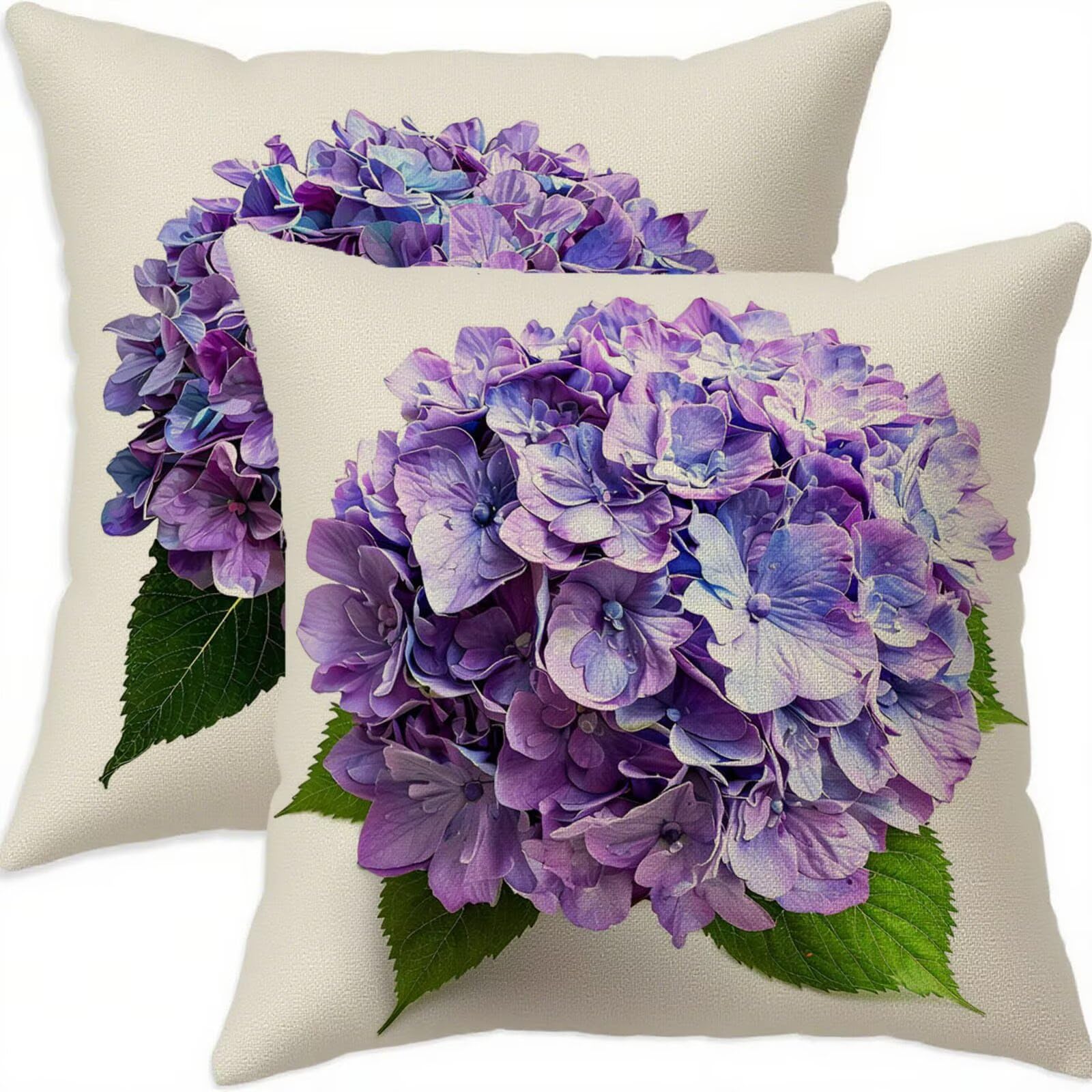 Taie oreiller violet en lin vintage de qualité supérieure D636