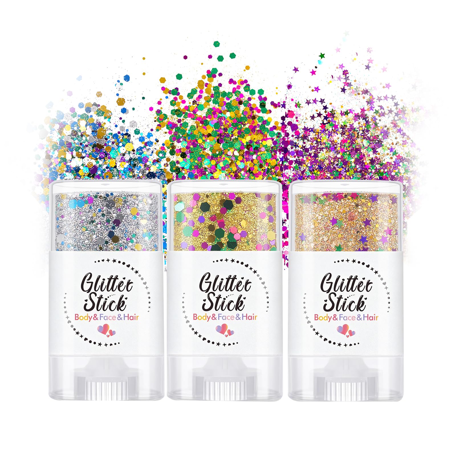 Lissymuse 3 Colors Face Body Hair Glitter Gel Holographic Chunky Sparkles