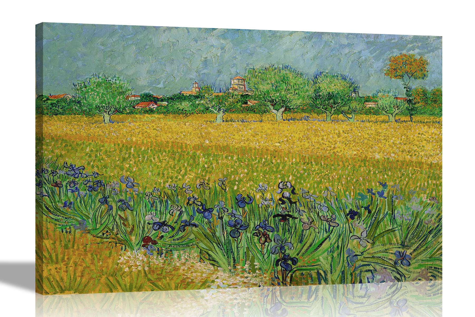 Artley Prints Field With Flowers Near Arles By Vincent Van Gogh Canvas Wall Art L Landscape Colourful Framed Pictures L Landscape Artwork Large 86 X 61Cm (34 X 24 Inches) A1