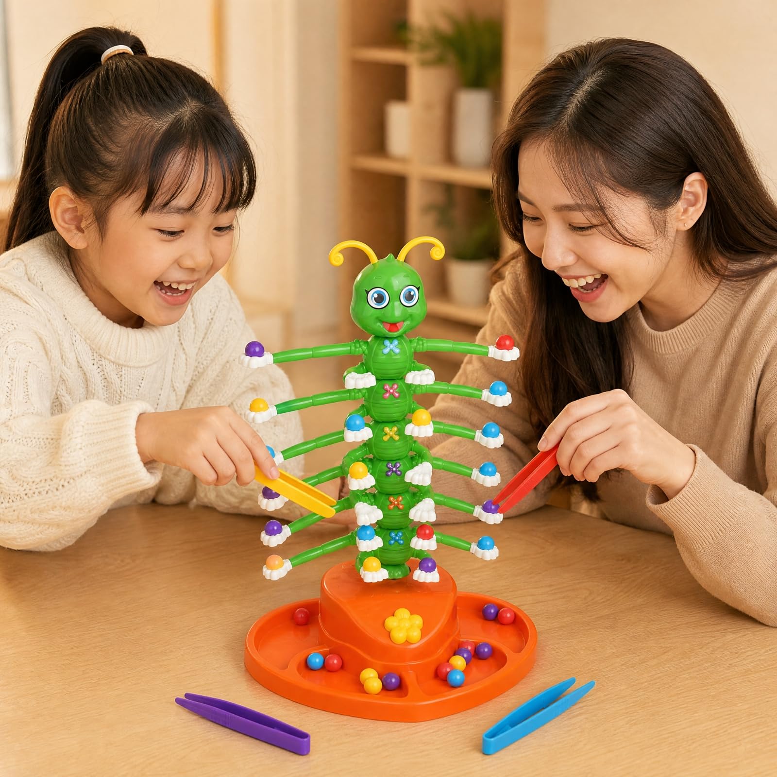 Gioco Dell'insetto con Palline Colorate Elettrico Gioco con Pinzette e Base Rotante Regole Semplici Tavolo Palline e Pinzette