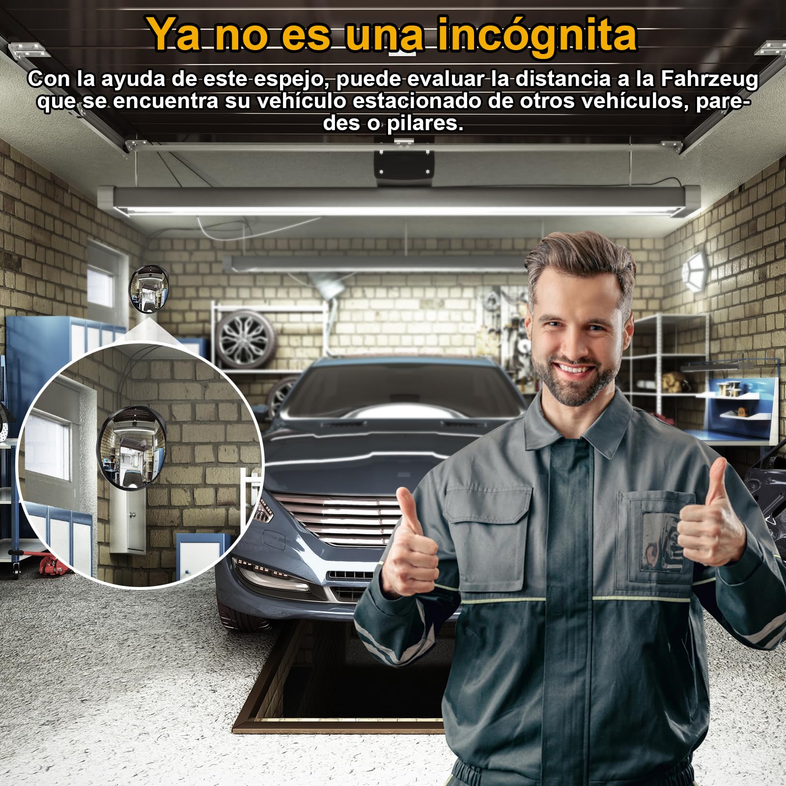 Angooni 40 cm Espejo de Seguridad, Espejo de Tráfico de Visión Ajustable, Espejo Convexo para Garaje y Entrada de Vehículos, Asistente de Aparcamiento (Admite Interior y Exterior)