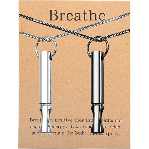 Mindfulness Breathing Necklace Stress Relief Pendant Stainless Steel Anxiety Breathe Necklace for Women Men