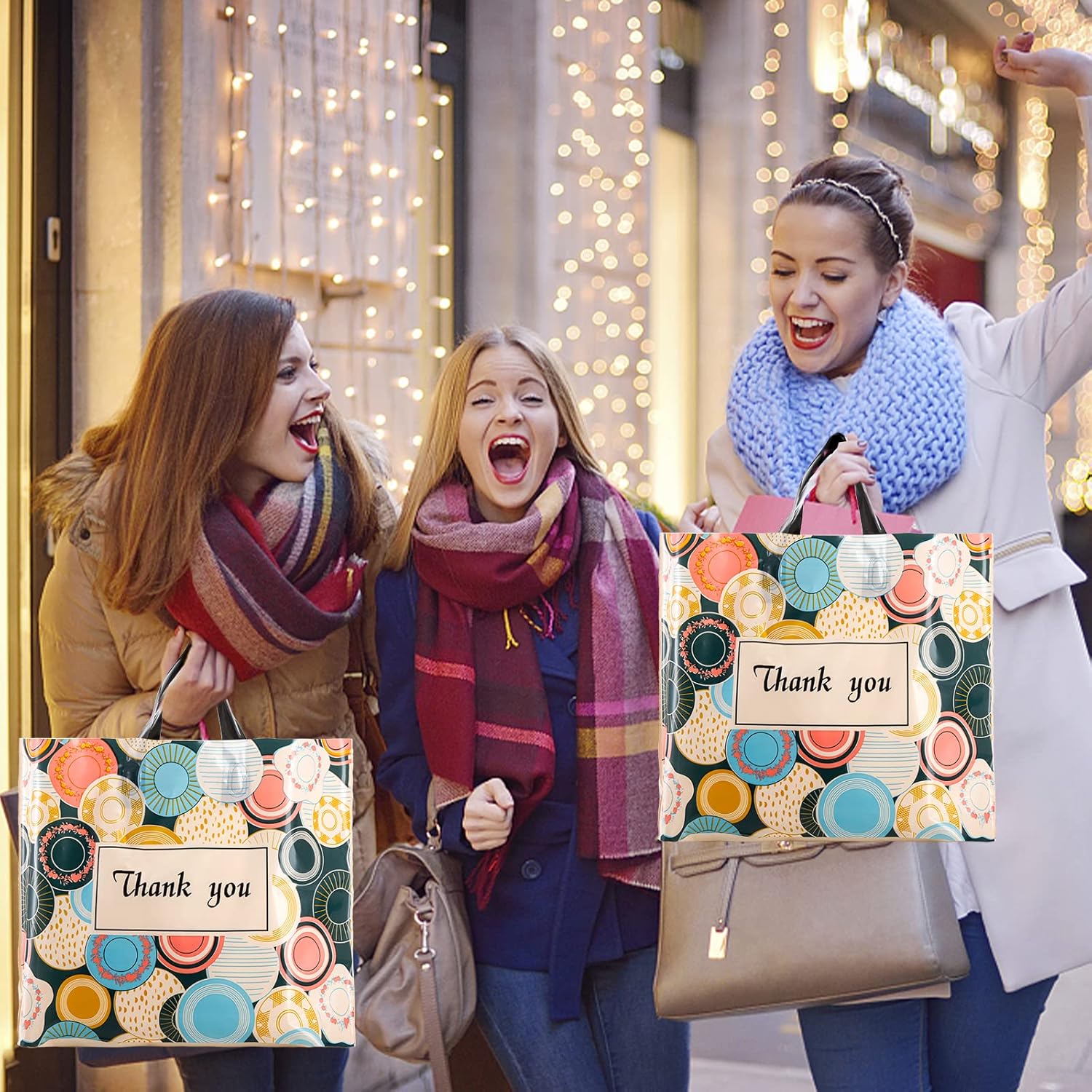 TOPZEA 60 Pack Thank You Bags with Handles, 2.76 Mil Plastic Boutique Shopping Bags with Loop Handle, Gift Bag Merchandise Goodies bags for Retail, Trade Show, Small Business, 11.5"x14.5" - Image 3