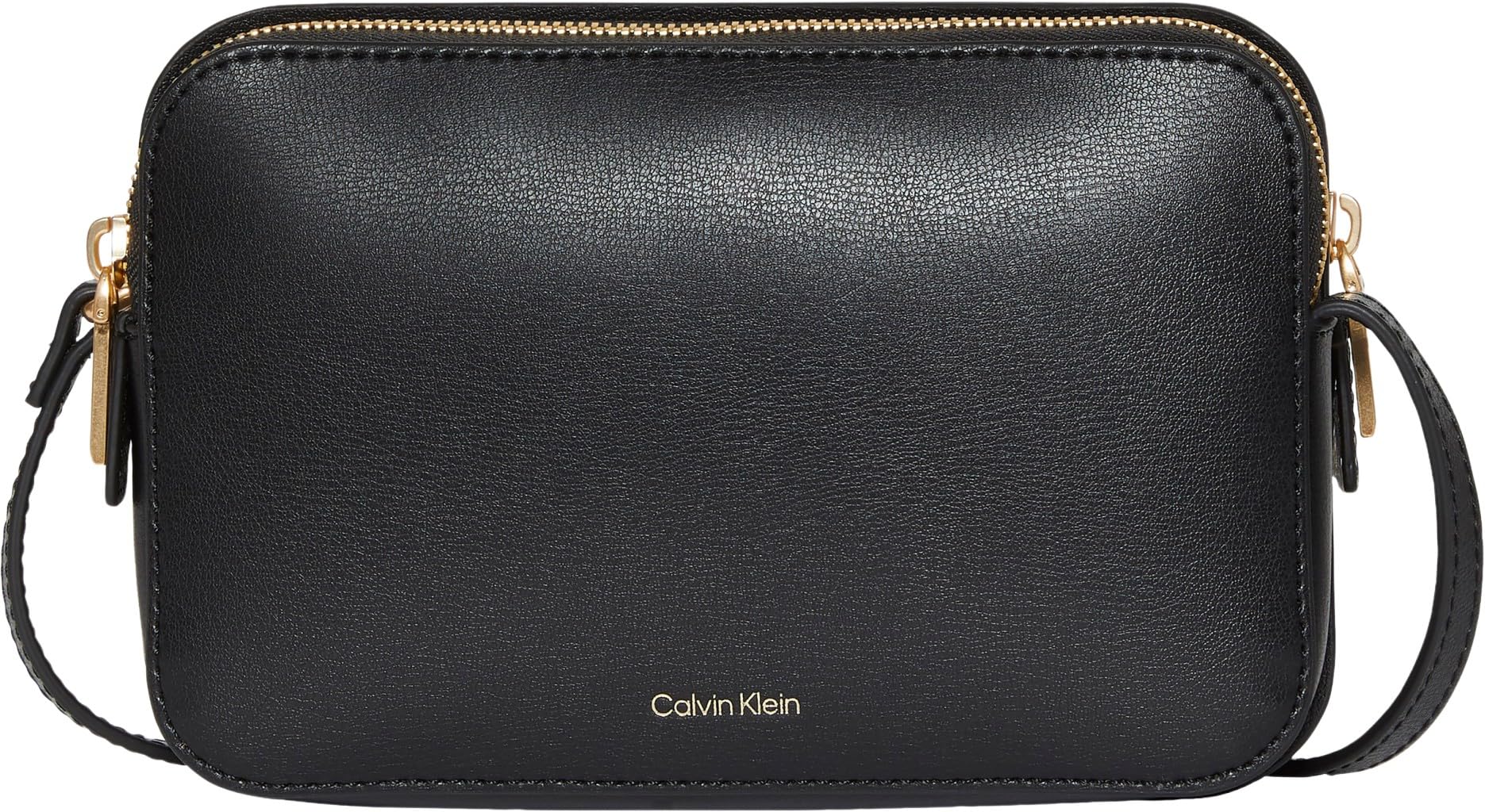 Calvin Klein Women's FOIL LOGO ELONGATED CAMERA BAG LV04F3276G Crossover, Black (Black/Toasted Coconut), One Size