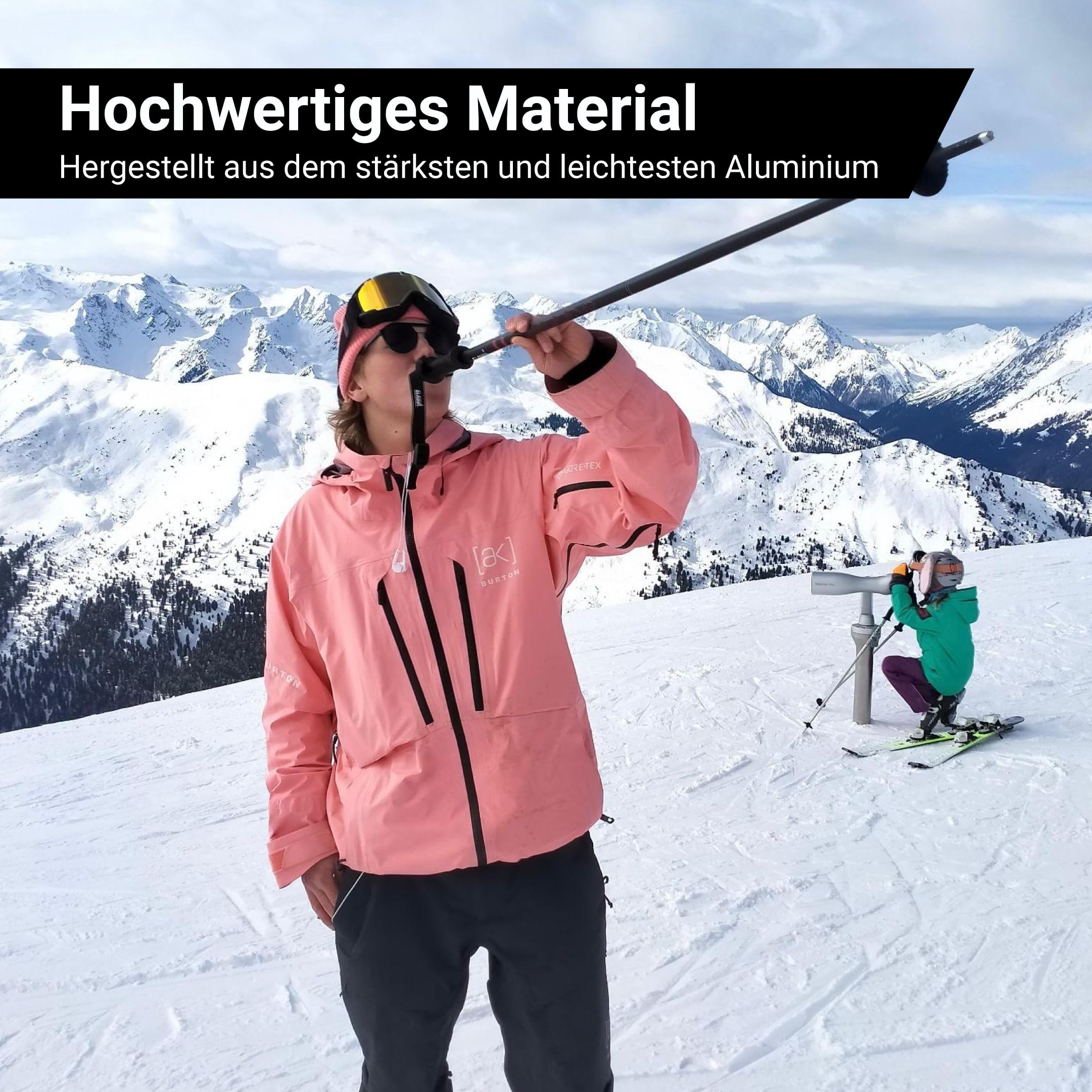 Skistöcke mit Getränkebehälter | 2X 200 ML | Hochwertiges Aluminium 7075 | Skistöcke für Ihr Lieblingsgetränk | Schwarz | Unisex | Inklusive praktischem Trichter