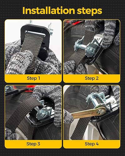 Miniatura 3 de KYX Cadenas de neumáticos para automóvilSUVcamionetas, cadenas universales ajustables de nieve de emergencia para neumáticos, 8.7-11.1 pulgadas,