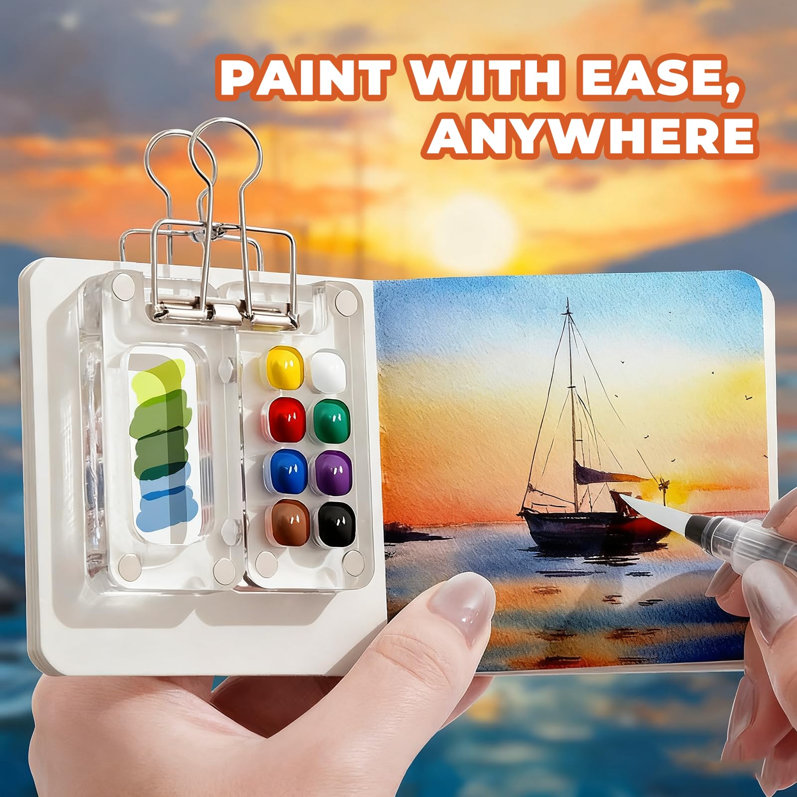 Mini Watercolor Paint Set - Portable Sketching Palette -4 Mini Watercolor Paint Set - Portable Sketching Palette -4