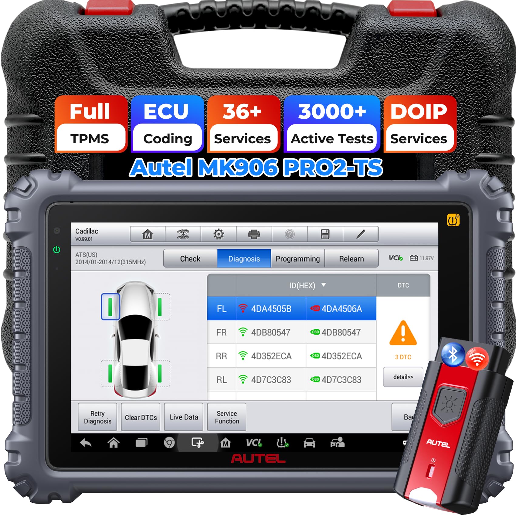 Autel TPMS Scanner MaxiCOM MK906Pro-TS: 2025 Upgrade of MS906Pro-TS/ MS906TS/ MP808TS, Complete TPMS Services, ECU Coding, 36+ Services, AutoAuth for FCA SGW, Bi-Directional Control, Full System