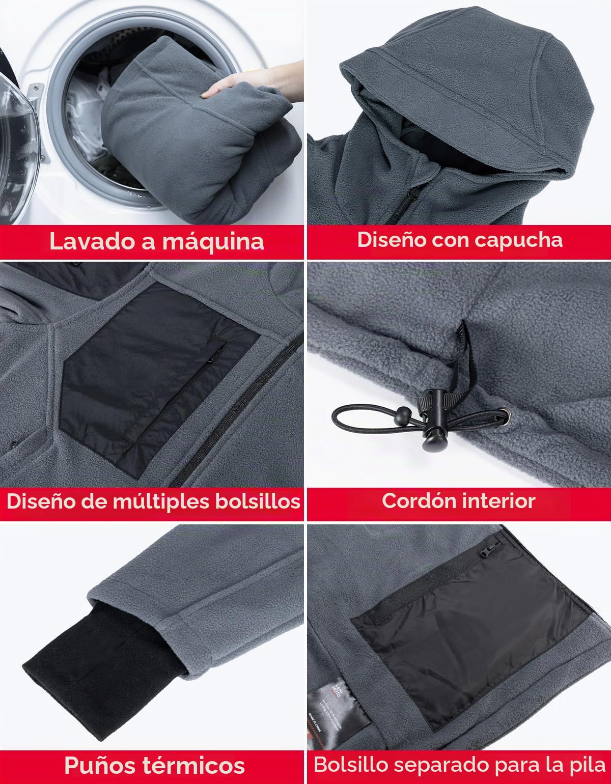 KEMIMOTO Chaqueta Moto Calefactable Hombre, con Mando a Distancia, Chaqueta Térmica Táctica Batería de 20000 mAh, 8 Zonas de Calentamiento