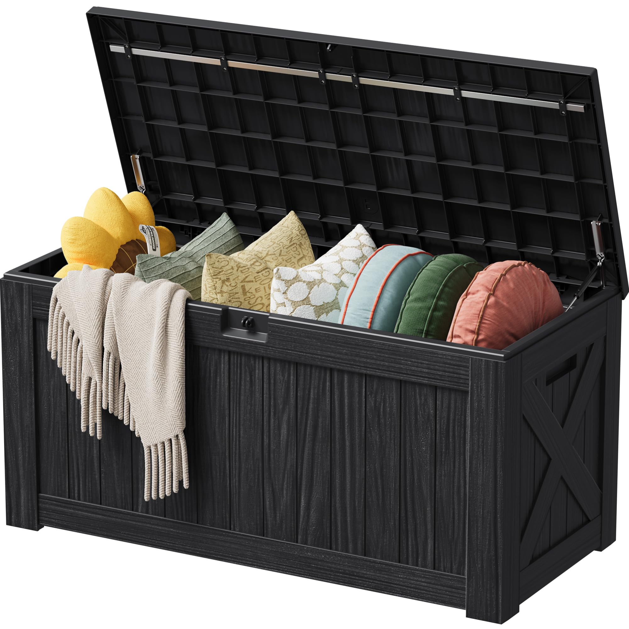 Devoko 125 Gallon Outdoor Storage Box, Waterproof Resin Deck Box