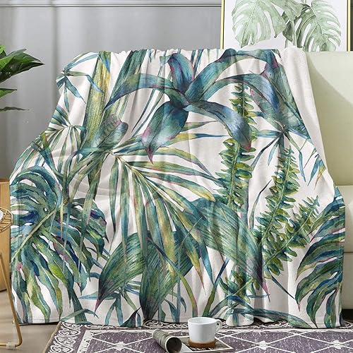 Miniatura 8 de zcwl Manta de forro polar verde y dorado para sofá, cama, sofá, mantas y mantas con patrones naturales, manta de franela de felpa súper suave y