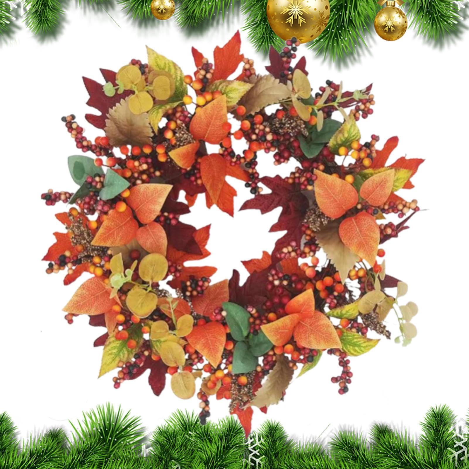 Couronne d'automne de ferme en baies artificielles pour décoration maison