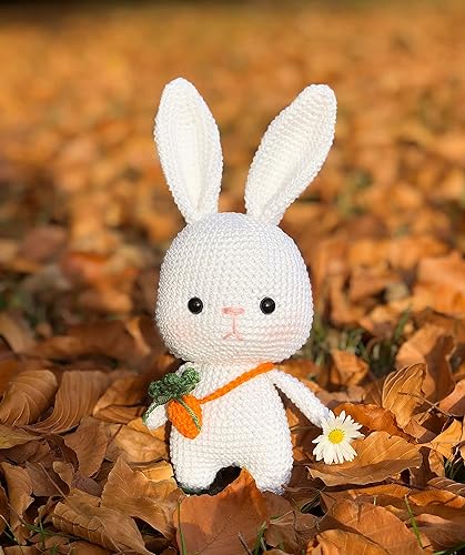 Baby Amigurumi White Bunny Crochet toy Rabbit Nursery Decor Animal Cotton Animals Toddler Eco Friendly Stuffed Kids Children Gifts Ideas Handmade