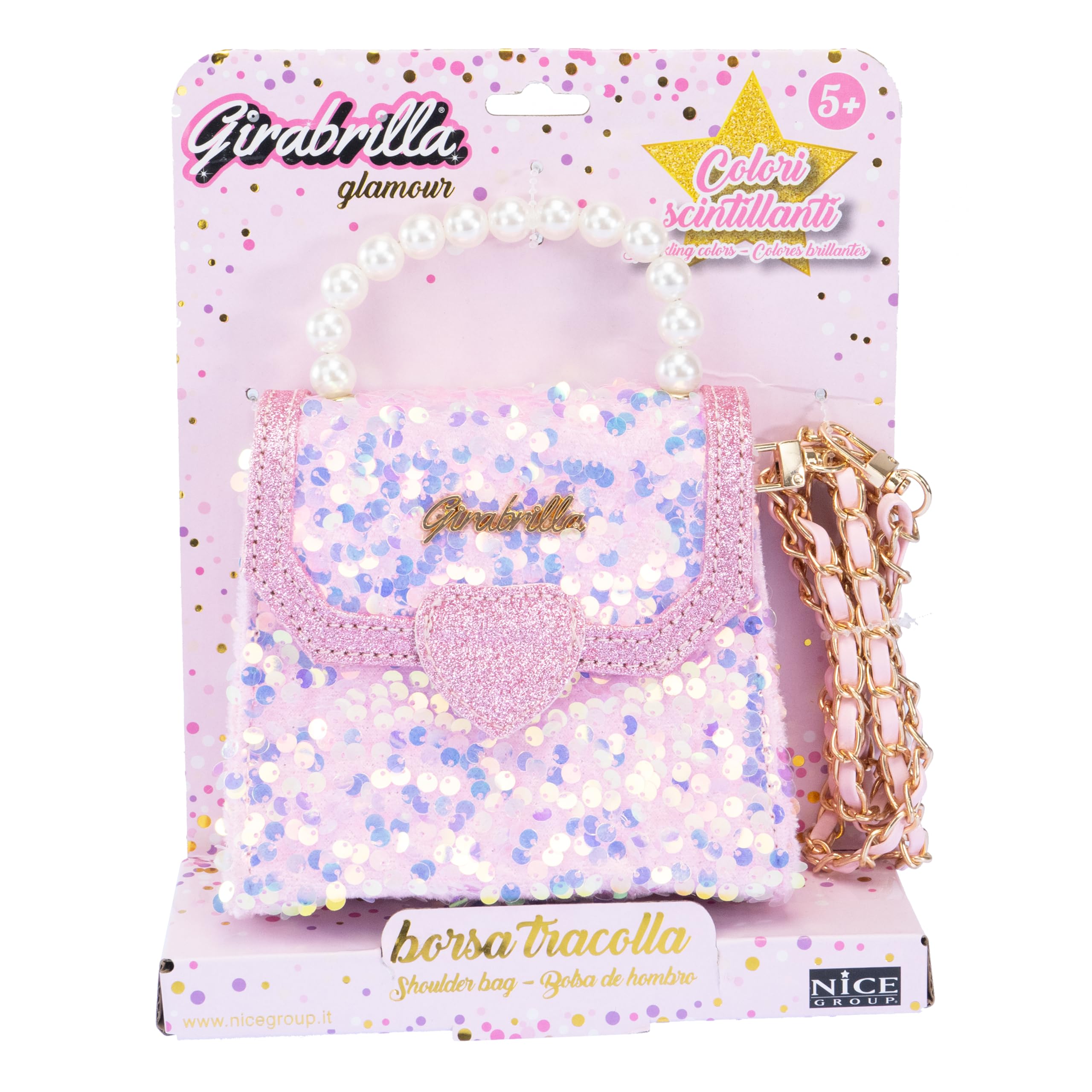 Girabrilla Fashion - Bolso de mano con asa de perlas y correa