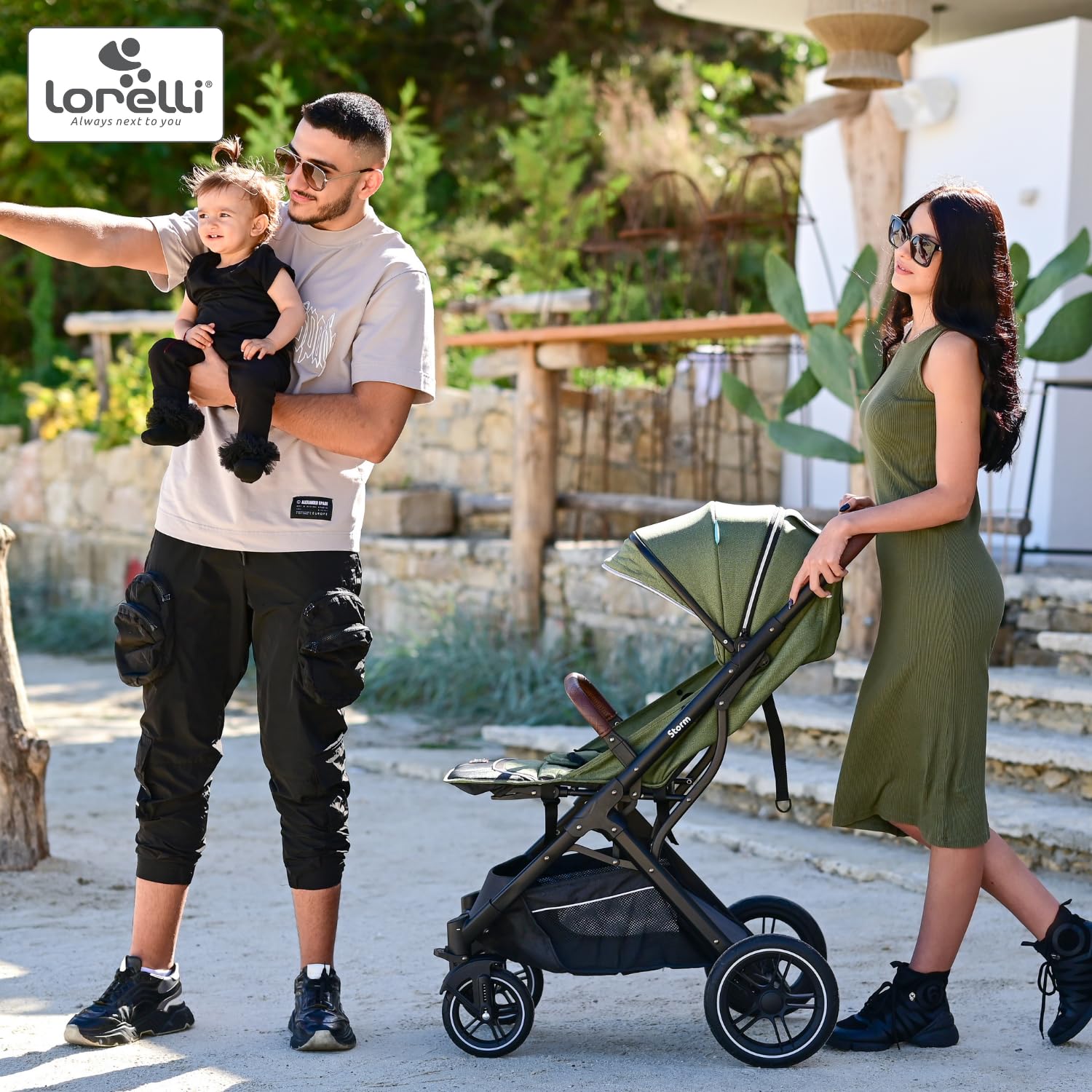 Lorelli Kinderwagen Storm, Sport Buggy klein zusammenklappbar, nur 9,3kg, kompakter Sportsitz bis 22kg, Baby Reisebuggy, Einhand-Klappsystem, schwarz