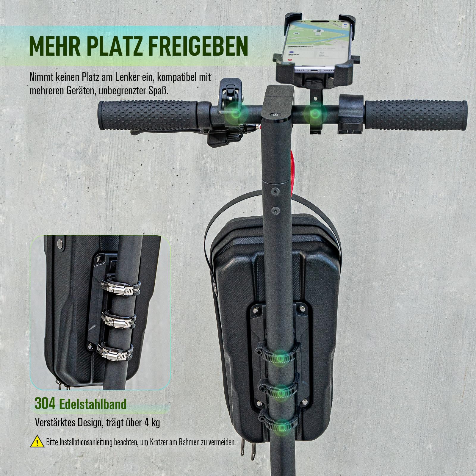 Jeebel 3/4/5L E Scooter Tasche, Große Kapazität wasserdichte Lenkertasche mit Schnellverschluss-Montage, Universal Eva Vorderasche Für Elektroroller Xiaomi, Mijia, Sedway, Ninebot (4,5 L)