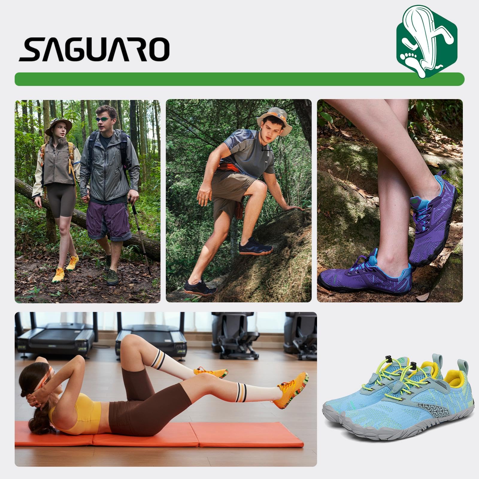 SAGUARO Unisex Barfußschuhe Damen Minimalistische Fitnessschuhe Herren Outdoor Wanderschuhe Traillaufschuhe Gr.36-48