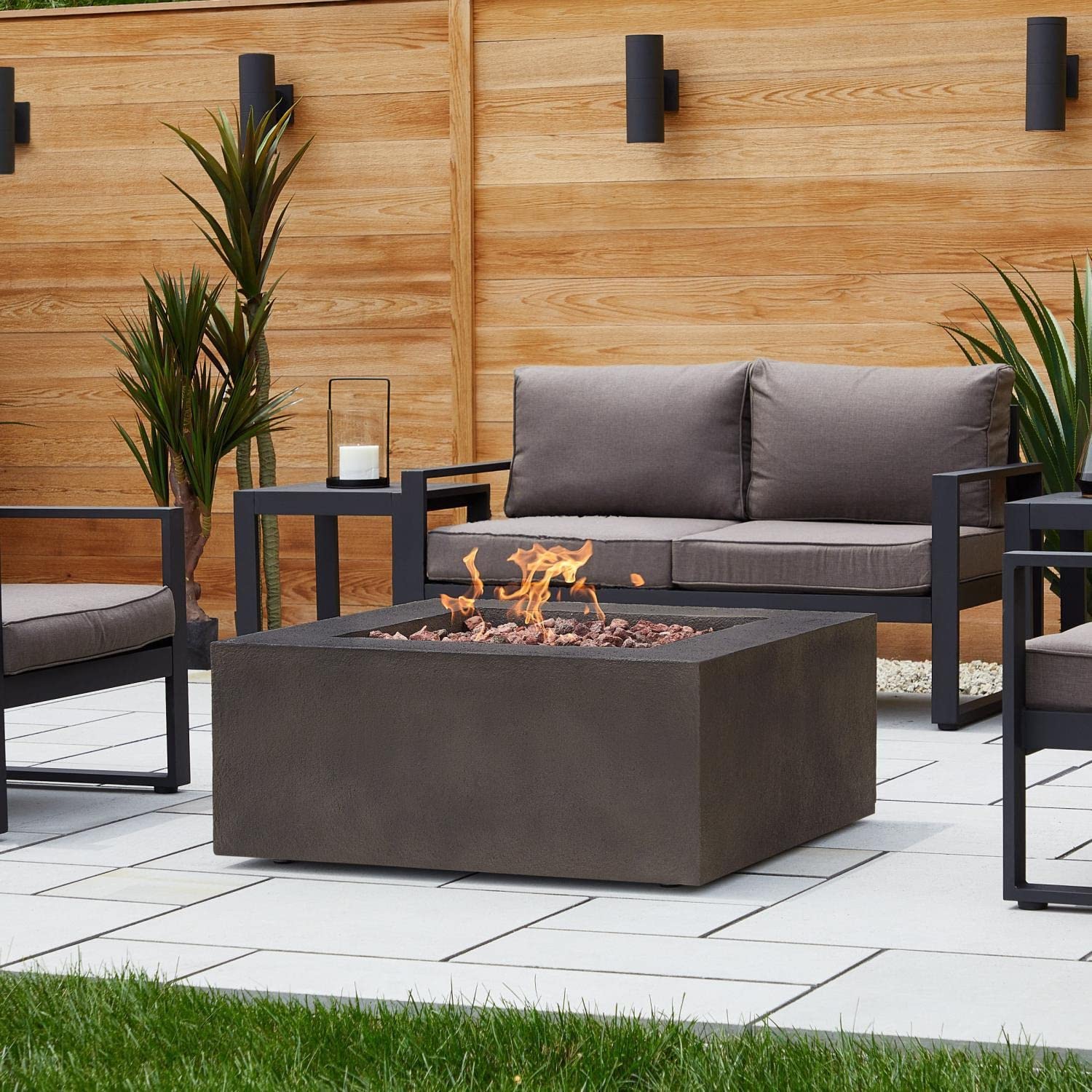 Lakeview Villa Flora 36-Inch Square Natural Gas Fire Pit Table - Kodiak Brown - SC-9720NG-KB
