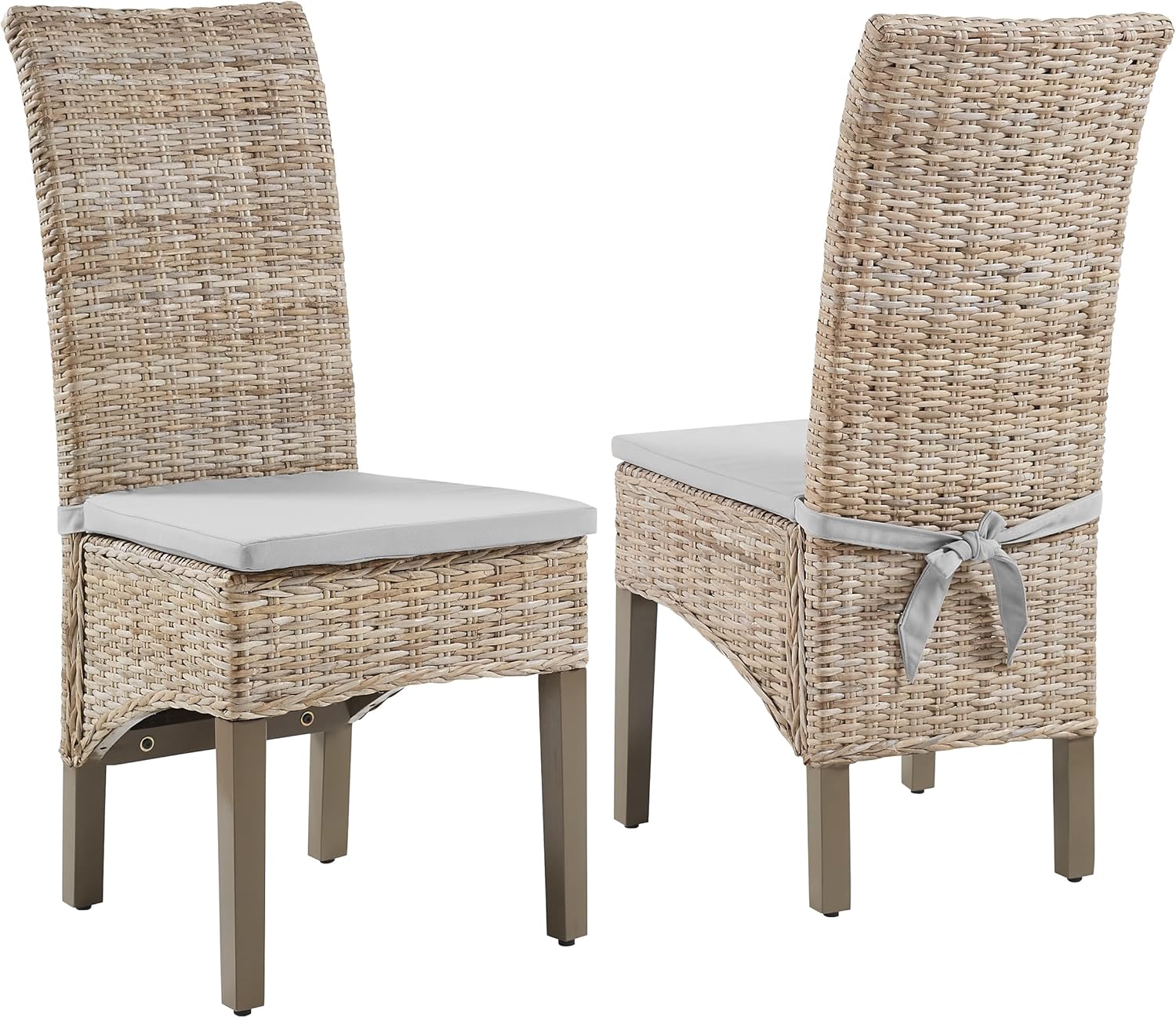 Edelyn High Back Brown Rattan Side Chair with Cushions