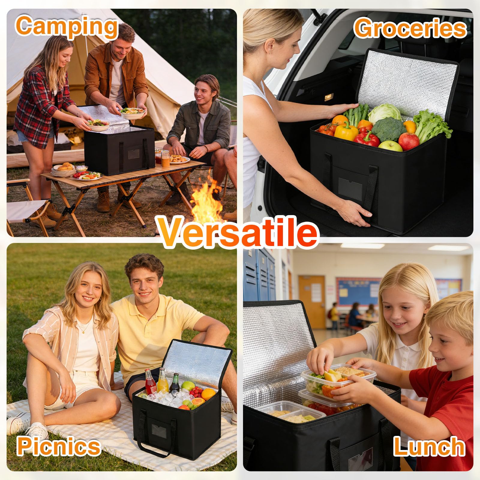 40L Oxford Cloth Cooler Bag, Thermal Cool Bag & Foldable Food Delivery Bag, Insulated for Hot & Cold Food - Image 7
