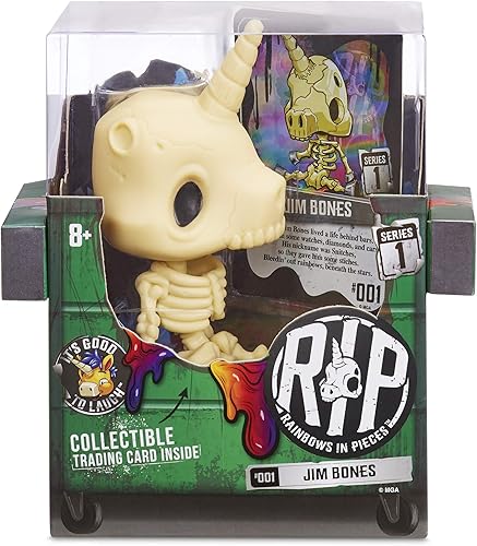 MGA Entretenimiento R.I.P. Arcoiris en pedazos retorcido, personaje de unicornio desordenado Jim Bones