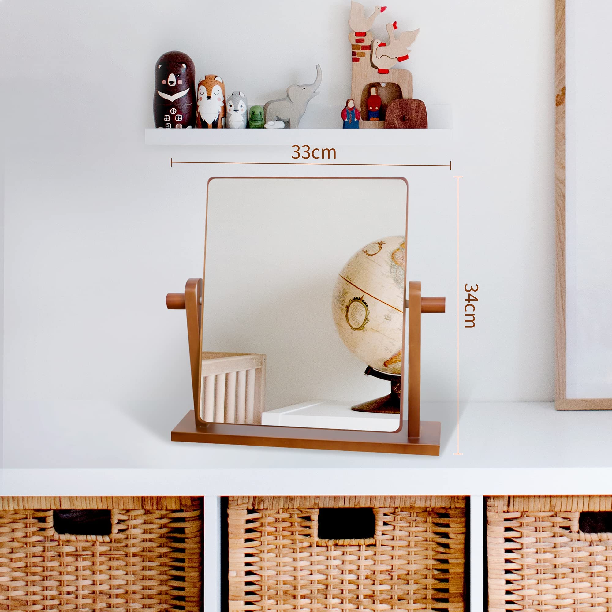 木製スタンドミラー 大きめ ブラウン 木製スタンドミラー 大きめ ブラウン