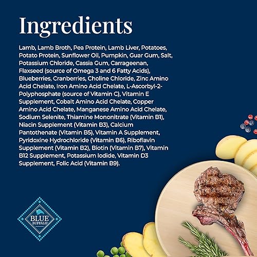 Miniatura 5 de Blue Buffalo Basics Skin &amp; Stomach Care - Alimento húmedo natural para perros adultos, sin granos, latas de cordero de 12.5 onzas (paquete de 12)