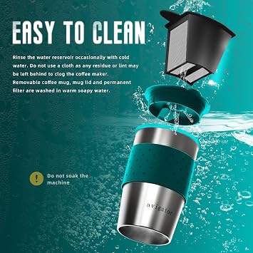 Portable Coffee Maker for Travel Camping Car, Compact Drip Coffee Machine Single Serve with 10oz Travel Mug for Traveling, RV, Office, Camping, 12V Socket