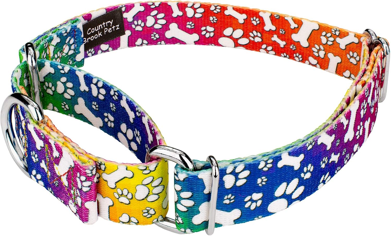 Country Brook Petz - Trippy Doggo Martingale Dog Collar and Leash - Groovy Collection Featuring Far Out Designs (1 Inch, Medium)