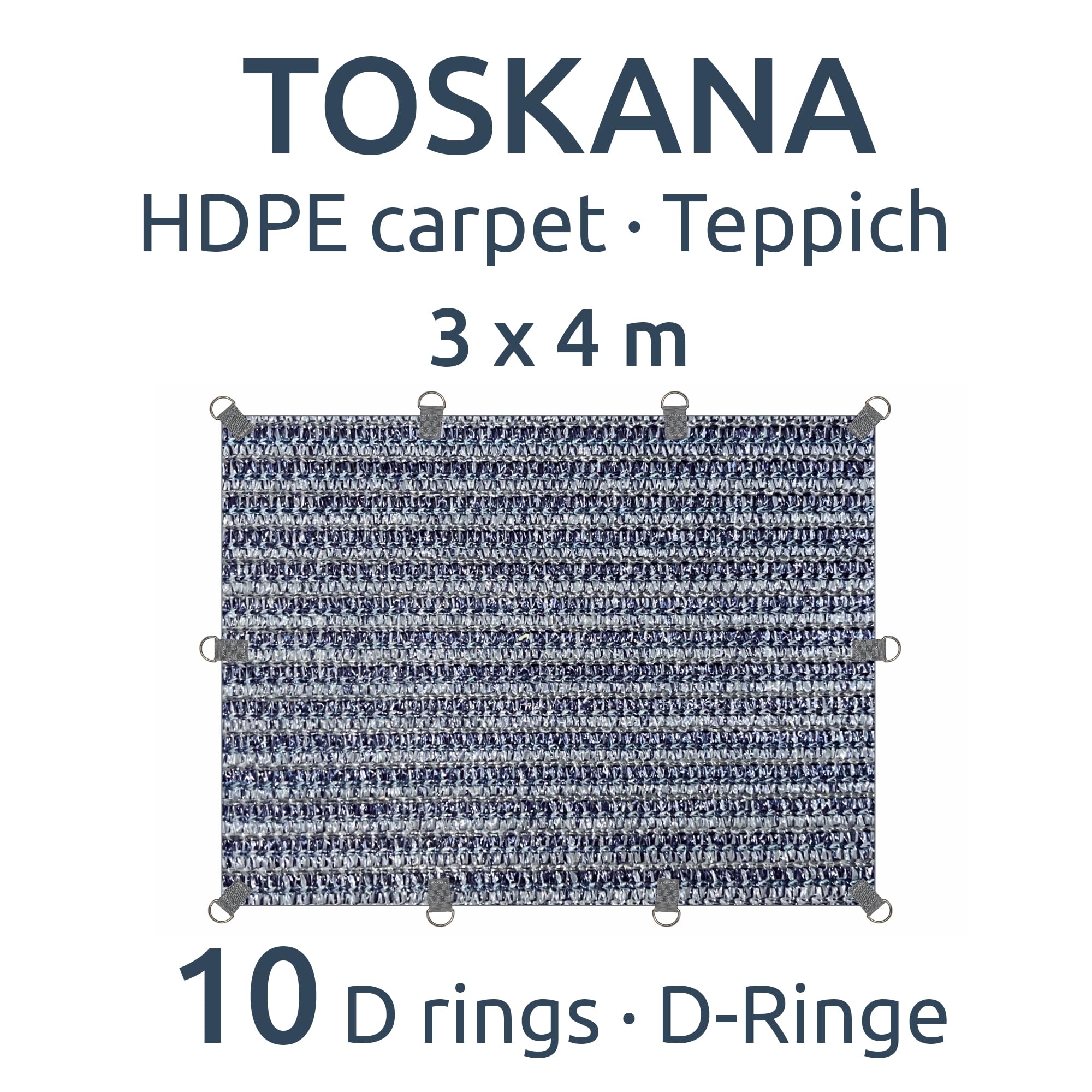 your GEAR Toskana HDPE Vorzeltteppich 300x400cm – Robuster wetterfester Outdoor Teppich, atmungsaktiver Zeltteppich, vielseitig für Camping, Balkon, Picknick, mit Tasche & D-Ringen – Camping Zubehör