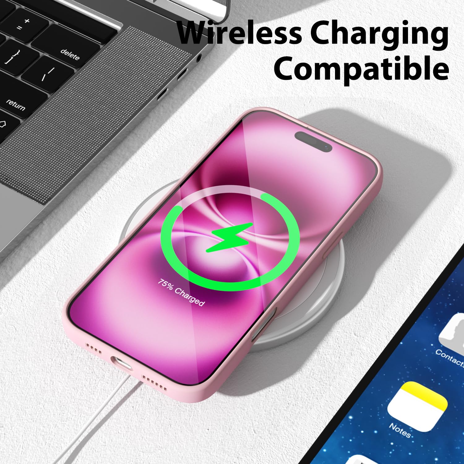 oakxco for iPhone 16 Pro Max Case Liquid Silicone, Soft Rubber Gel Elegant Aesthetic Basic Simple Cover, Cute Thin Slim TPU Matte Solid Color Plain Smooth Case for Women Girl, Light Pink — view 640