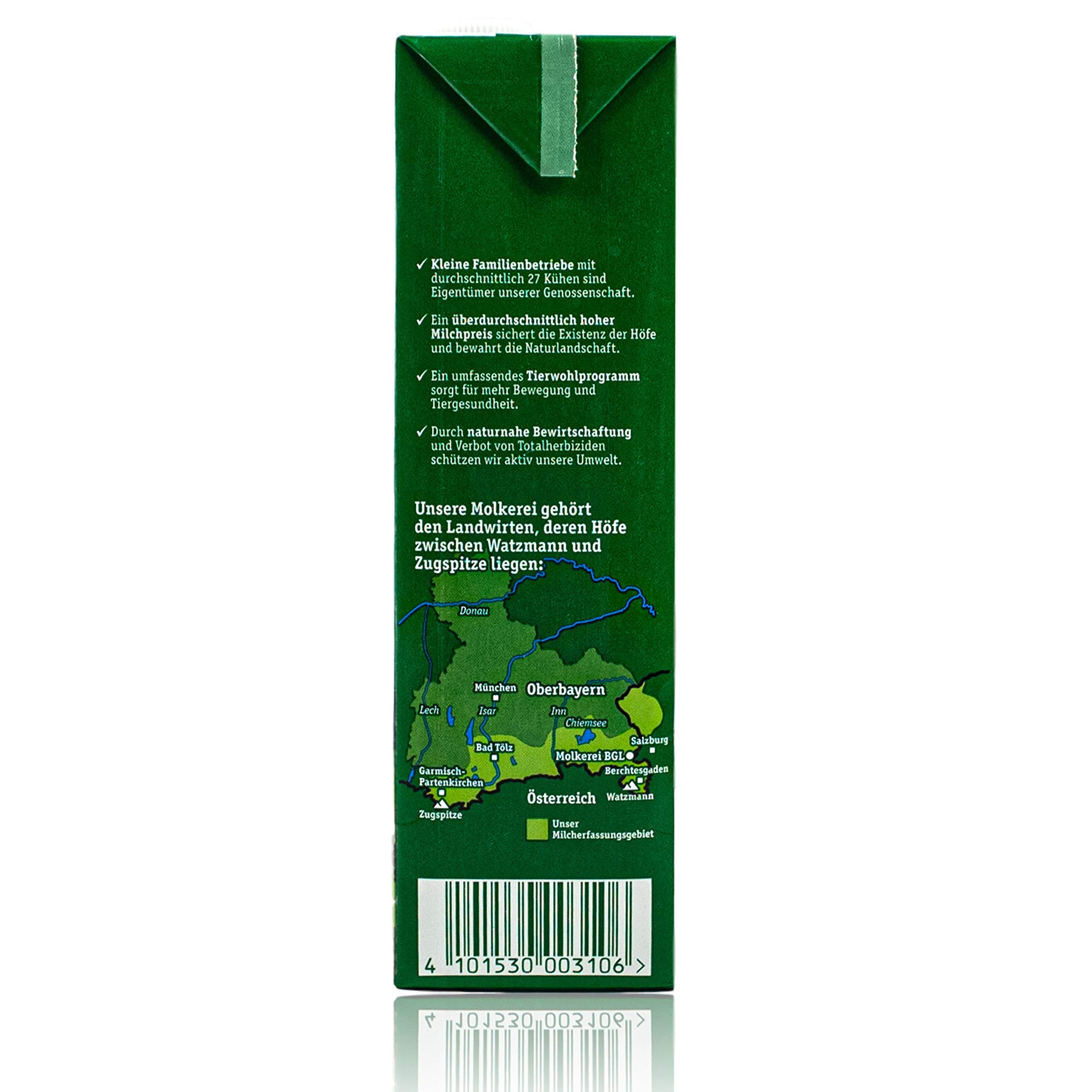 Berchtesgadener Land - 10er Pack H-Milch fettarm 1,5% in 1 Liter Packung - Haltbare Milch von Höfen aus der Berg- und Alpenregion (Bergbauernmilch)