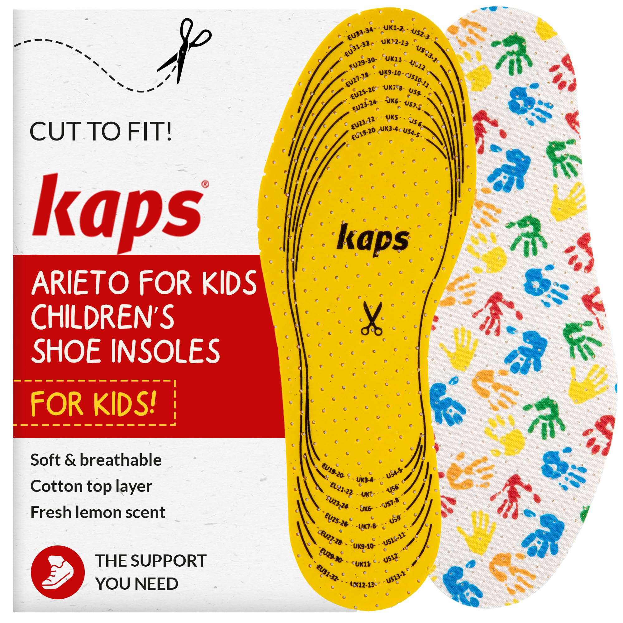 Einlegesohlen Kinder zuschneidbar bis 23 cm, atmungsaktiv - Kaps Arieto