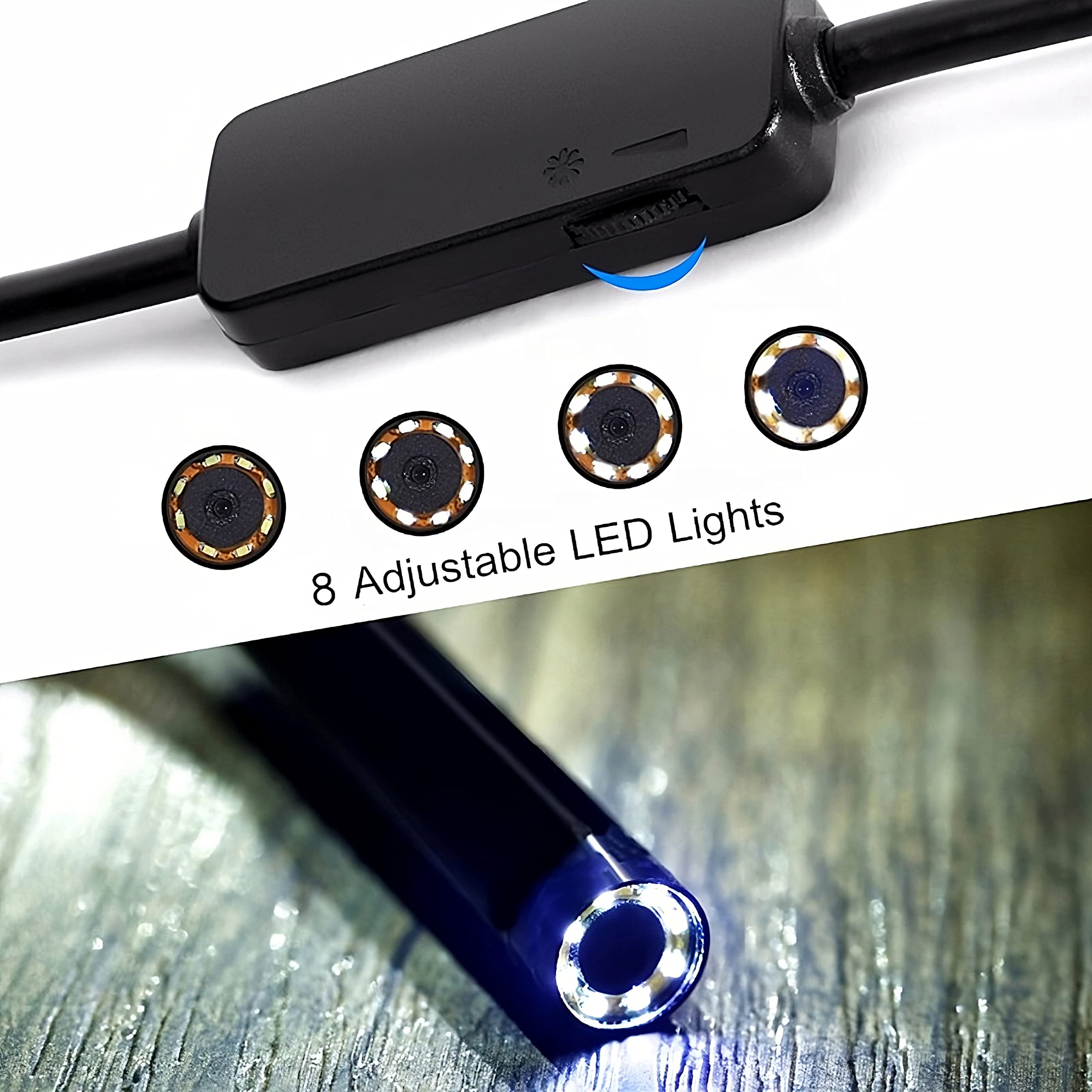 Retoo Kamera endoskopowa z magnesem 5m, 720p HD, 1600x1200px WiFi, akumulator 600mAh, IP68, haczyk, do telefonu komórkowego kamera inspekcyjna z oświetleniem LED do systemu Android OS PC, Tablet