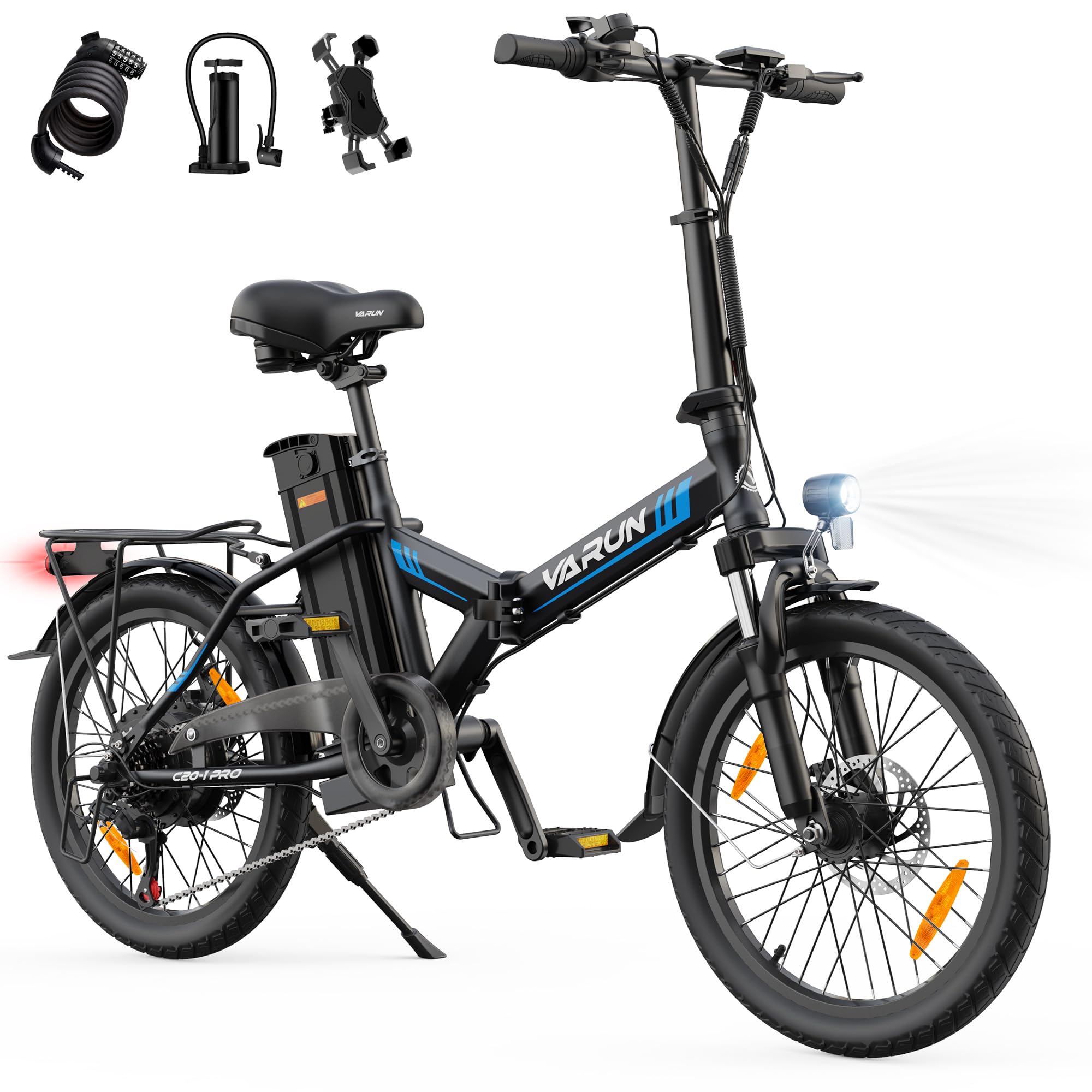 VARUN E Bike, 20 Zoll E-Bike Klapprad mit 48V 624 Wh Akku, Max 100 KM, Ebike Damen Herren mit 250W Motor, 25KM/H, 7-Gang, Elektrofahrrad City Ebike für Pendler und Camping, EU-Konformes