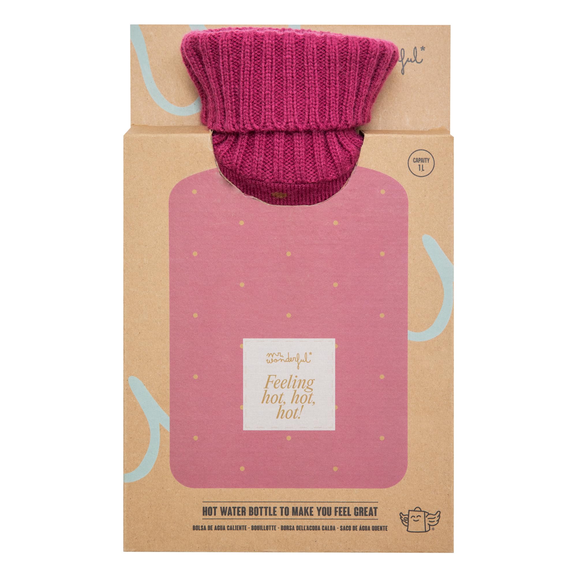 Mr. Wonderful - Bouillotte - Feeling Hot, Hot, Hot! - Bouillotte en Coton avec Un Message Amusant - Capacité : 1 Litre
