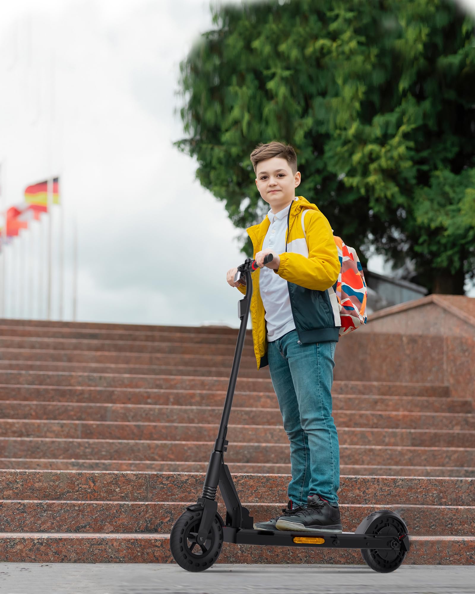 QnQ Elektroroller für Kinders, 8" Leichter E Scooter, 500W Motor, 15 KM Reichweite & Max 20KM/H, 3 Geschwindigkeitsmodi (6, 15, 20 km/h), zusammenklappbar, Jugendliche und Große Kinder