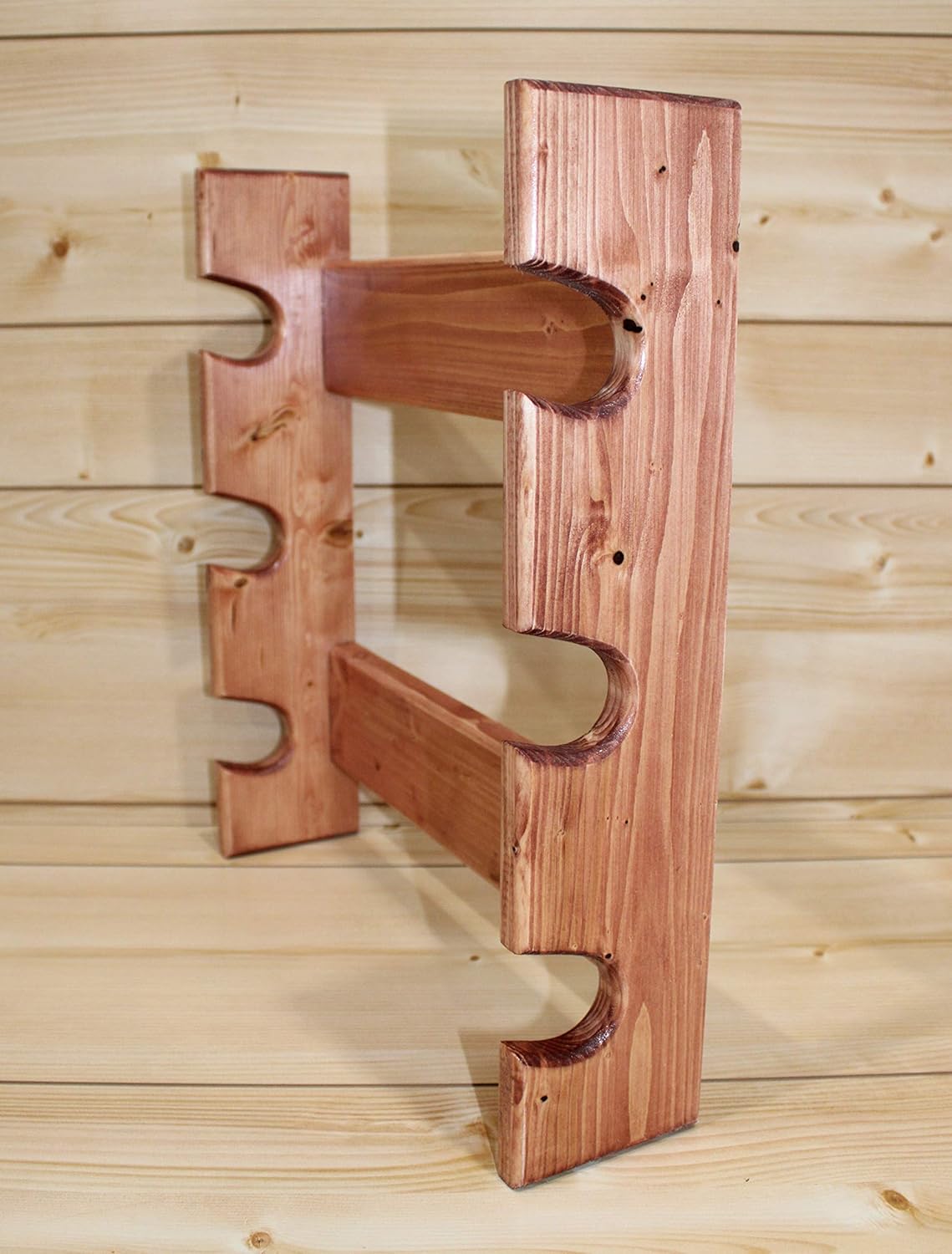 Rustic Wooden Rolling Pin Rack for 3 Rolling Pins – Wall Mounted Rolling Pin Holder with Farmhouse Kitchen Display Shelf