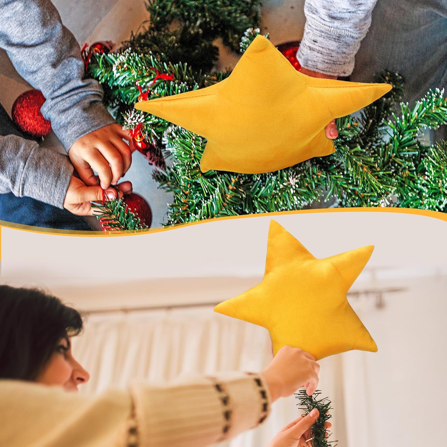 Soulchen 12 Inch Christmas Star Tree Topper Large Star Plush Stuffed Christmas Tree Decor Xmas Trees Ornaments for Xmas Home Decor Winter Holiday - Image 5