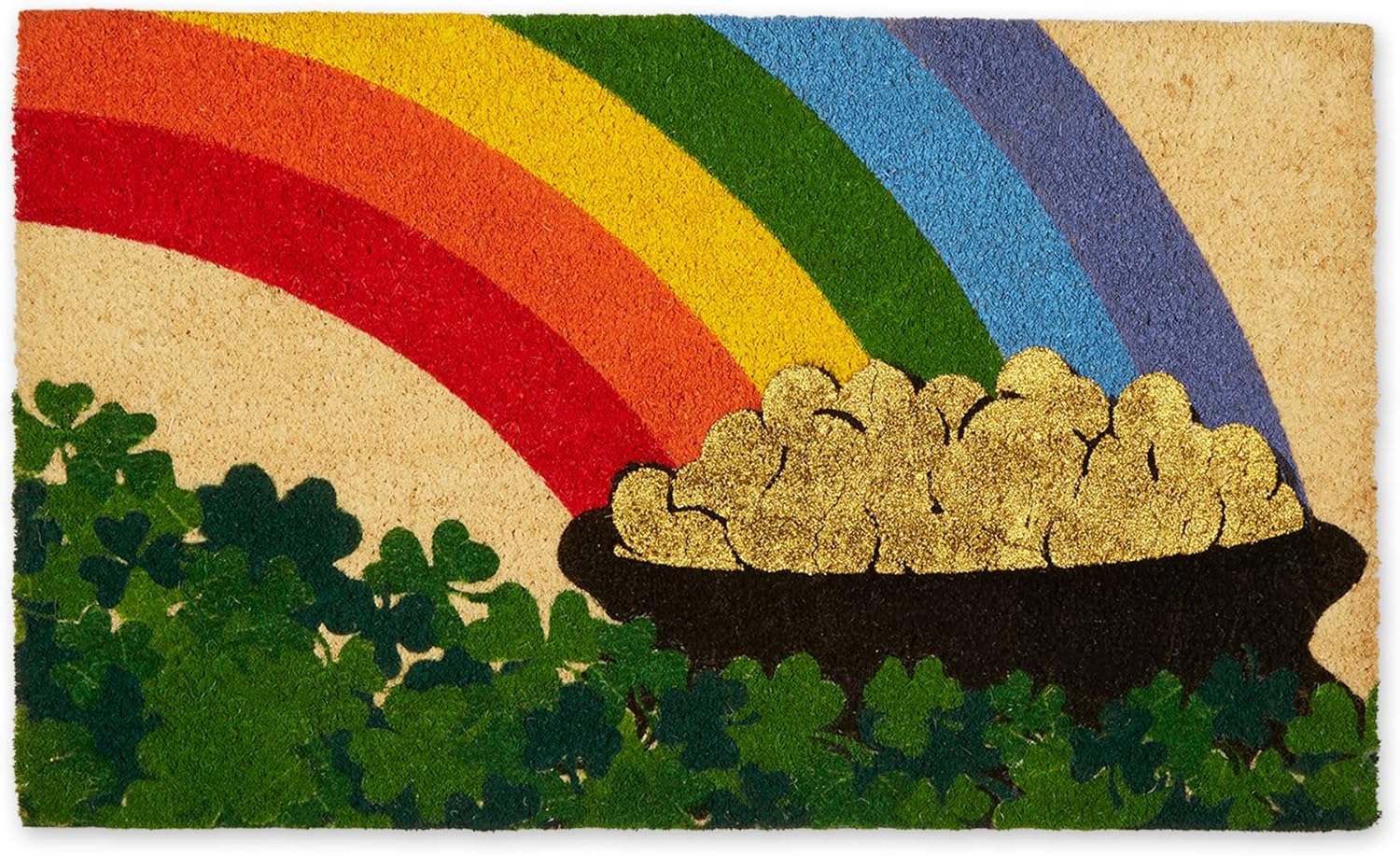 DII Indoor/Outdoor Natural Coir Fiber Spring/Summer Doormat, 17x29, Pot of Gold Glitter
