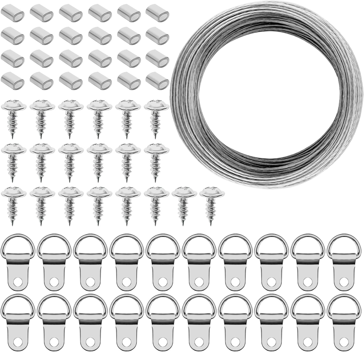 Picture Wire for Hanging Heavy Duty 32.5 Feet with 10 D Ring Hangers