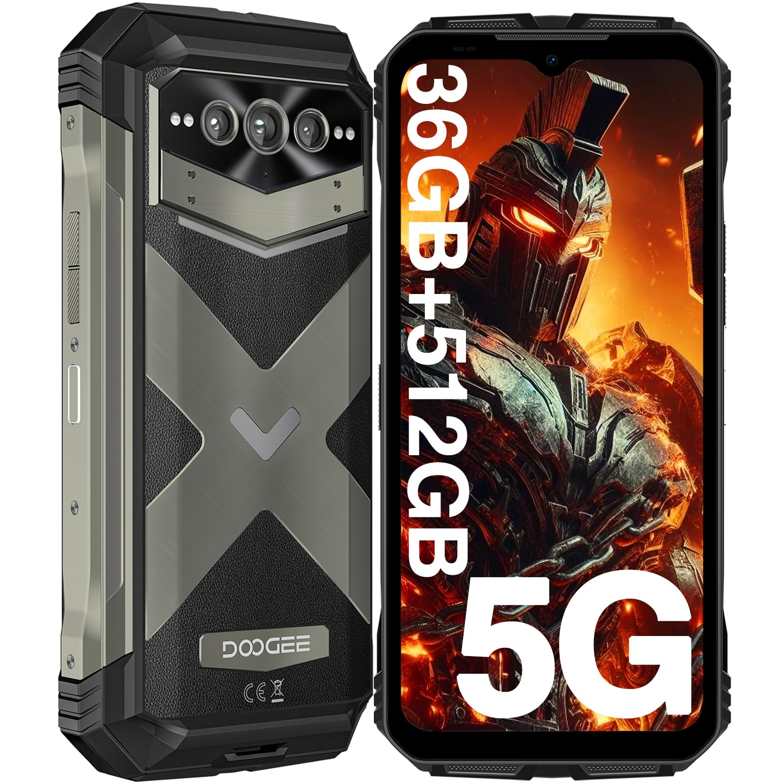 DOOGEE VMAX PLUS 5G Rugged Smartphone [2024], 36GB + 512GB(TF 2TB), 22000mAh Batteria, 200MP AI Tripla Fotocamera, Android 14 Telefono Indistruttibile, 6,58" FHD+ 120Hz, Impronte Digitali NFC/OTG
