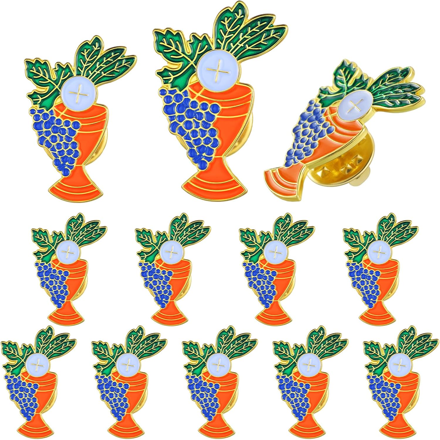 Amazon.com: Riceshoot 12 Pcs First Communion Lapel Pin 1 Inch Gold ...