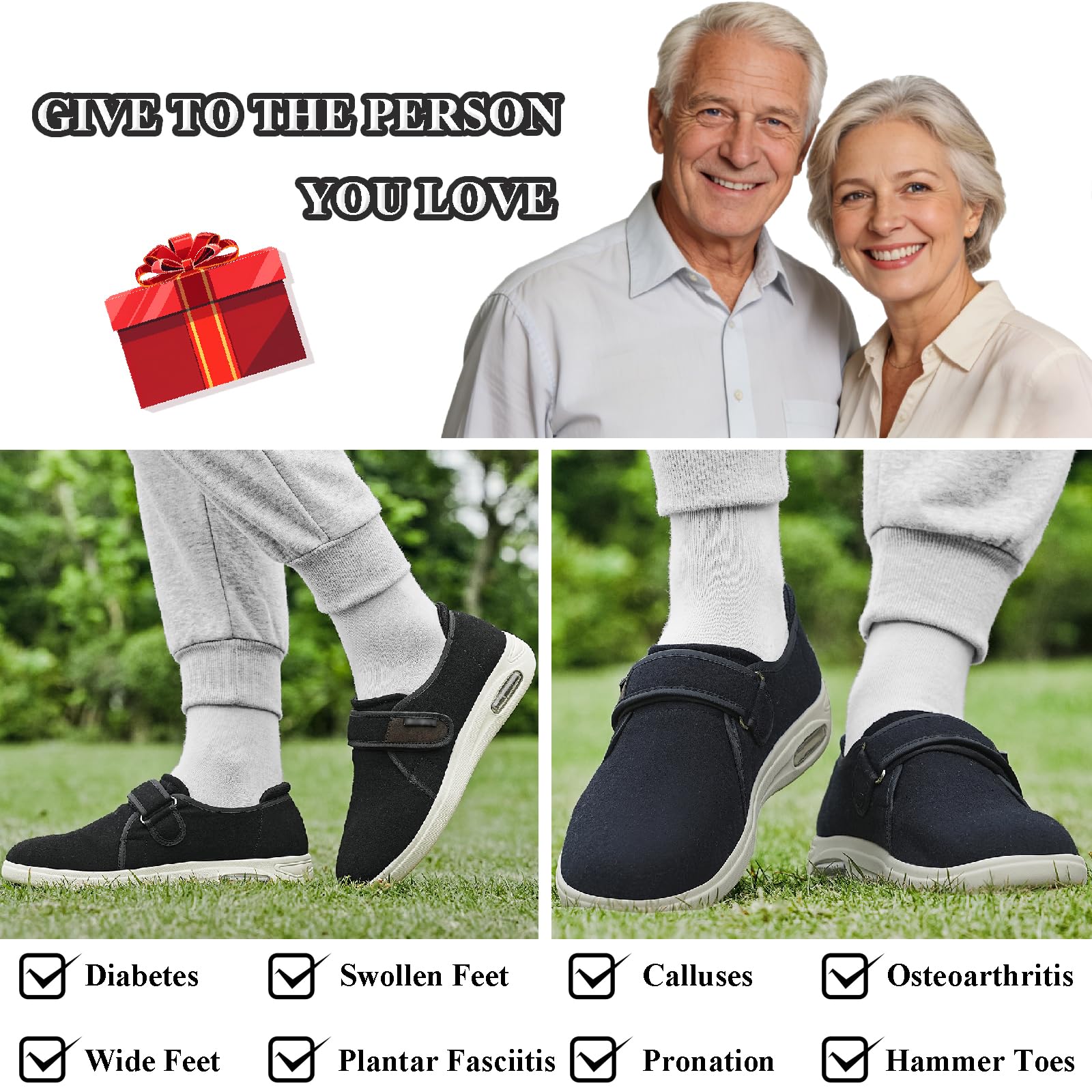 Zapatillas Diabéticas Ajustables para Pies Hinchados Hombre Mujer